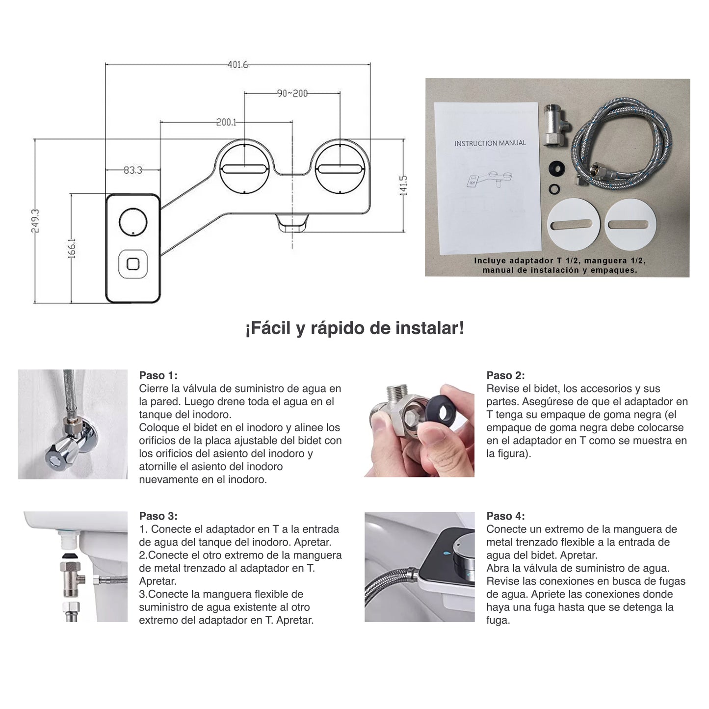 Bidet Elegante 3 Modos No Eléctrico Fácil Instalación